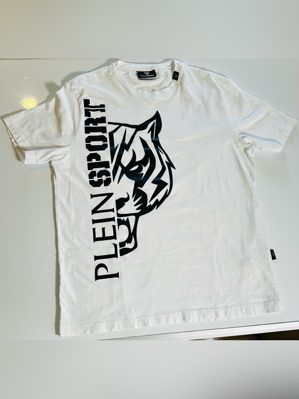 Philipp Plein Sport White Tiger Logo Shirt Men’s Sz Large Designer Cotton Luxury
